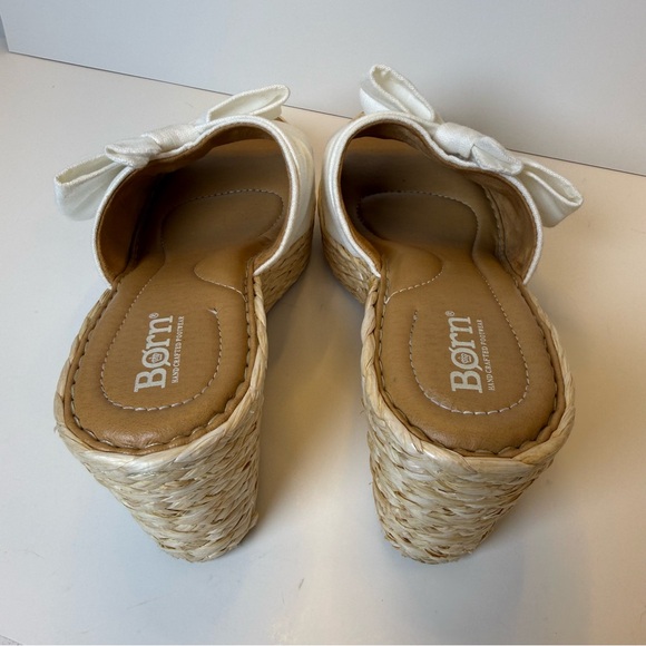 Børn Adalia Raffia Platform Wedge Sandals Ivory Bow Womens Size 9M - Picture 8 of 12